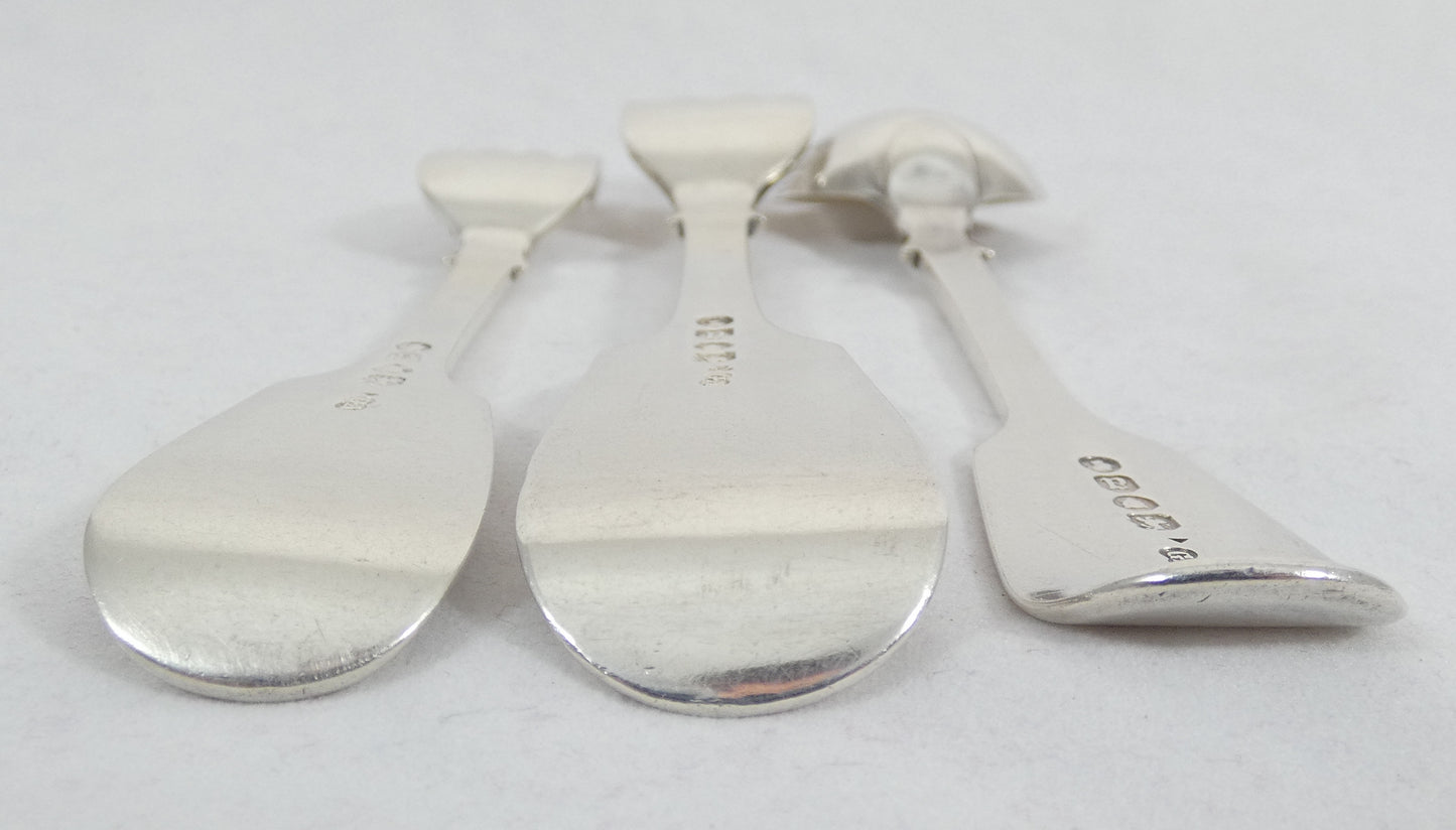 Antique Victorian 1856 Sterling Silver 6pl Cutlery Set Fiddle Back Fork Spoon GA