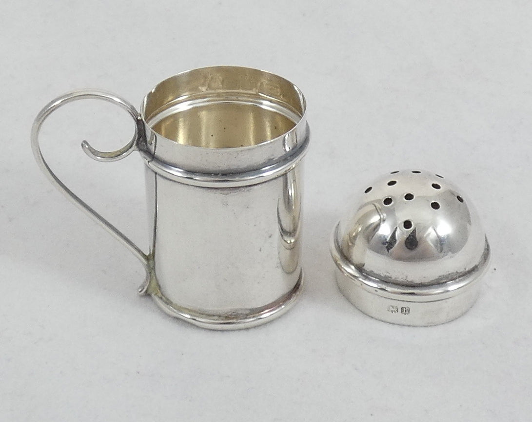 Antique Edwardian 1907 Sterling Silver Novelty Flour Sifter Pepper Pot Shaker CW