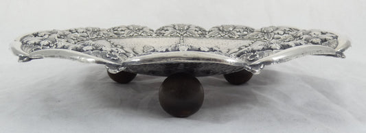 Vintage Indonsian Yogya 900 Silver Large 28cm Fruit Serving Bowl Tray Sterling