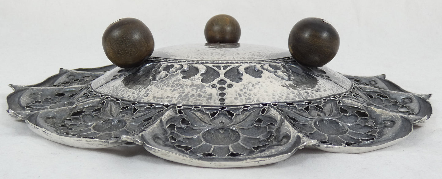 Vintage Indonsian Yogya 900 Silver Large 28cm Fruit Serving Bowl Tray Sterling