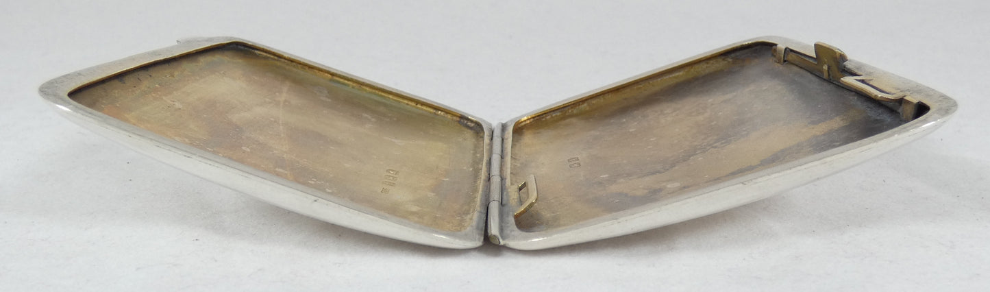 Antique Art Deco 1925 Sterling Silver Cigarette Card Case Box Engine Turned 925