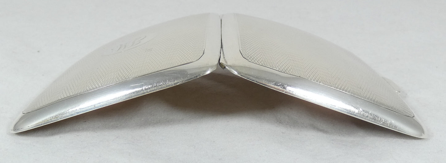 Antique Art Deco 1925 Sterling Silver Cigarette Card Case Box Engine Turned 925