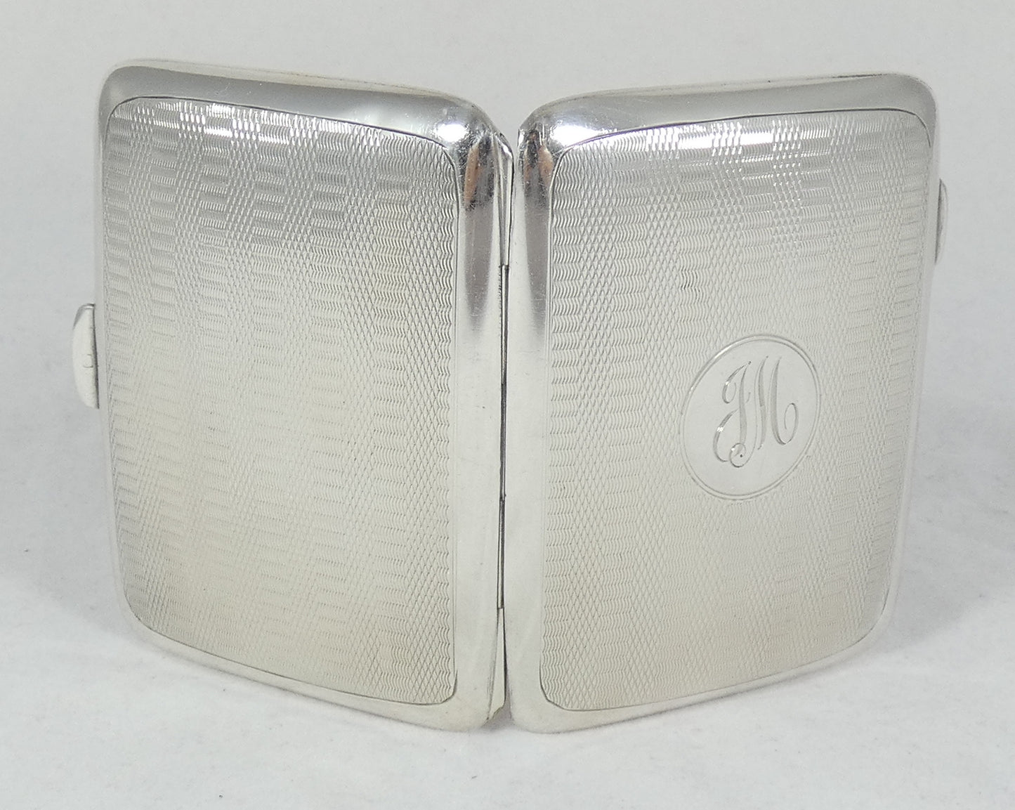 Antique Art Deco 1925 Sterling Silver Cigarette Card Case Box Engine Turned 925