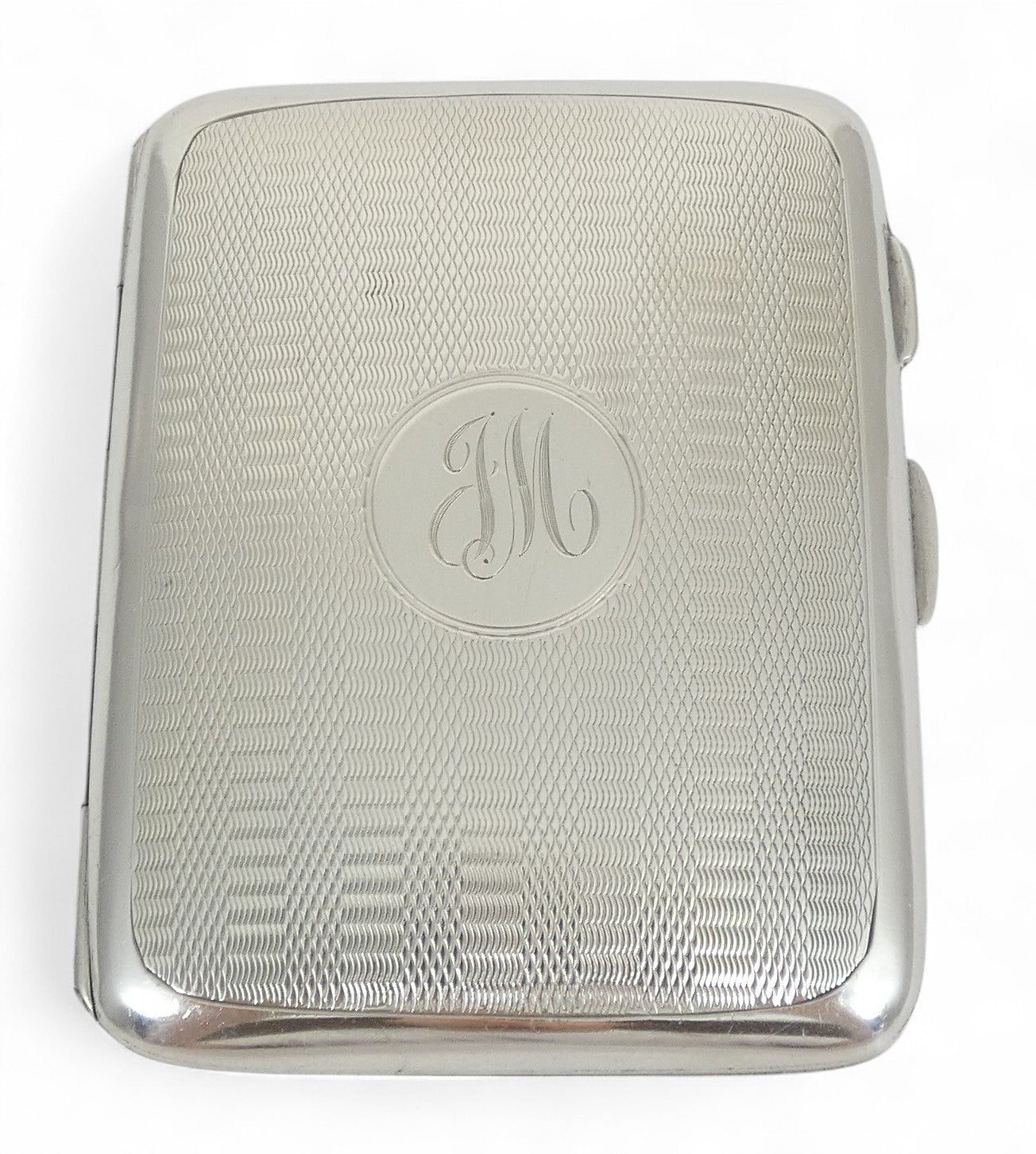 Antique Art Deco 1925 Sterling Silver Cigarette Card Case Box Engine Turned 925