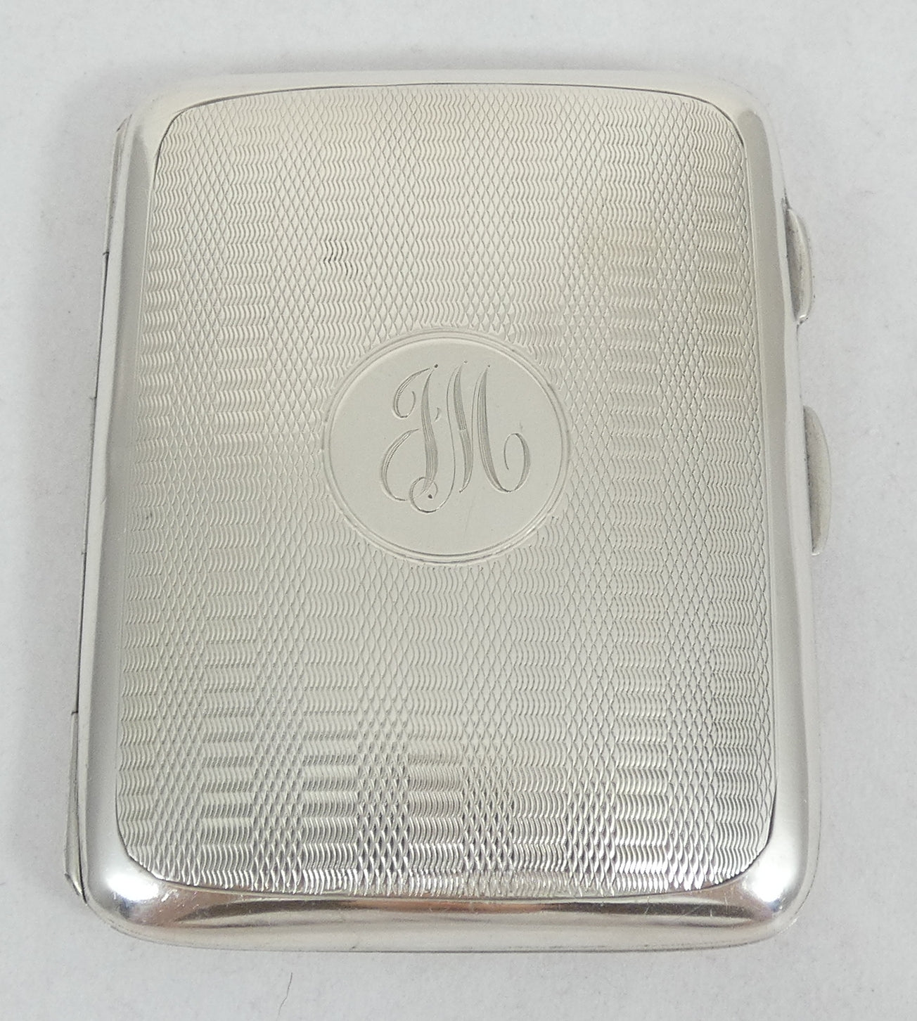 Antique Art Deco 1925 Sterling Silver Cigarette Card Case Box Engine Turned 925