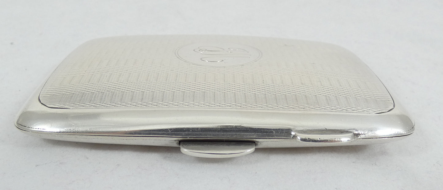 Antique Art Deco 1925 Sterling Silver Cigarette Card Case Box Engine Turned 925