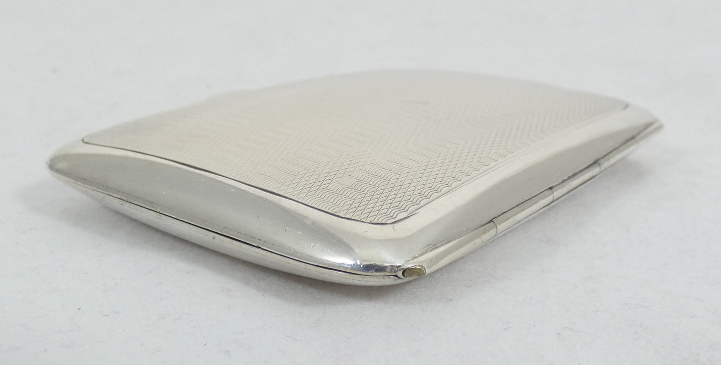 Antique Art Deco 1925 Sterling Silver Cigarette Card Case Box Engine Turned 925