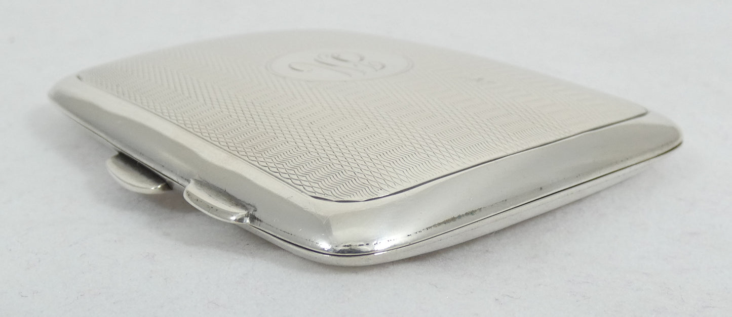 Antique Art Deco 1925 Sterling Silver Cigarette Card Case Box Engine Turned 925