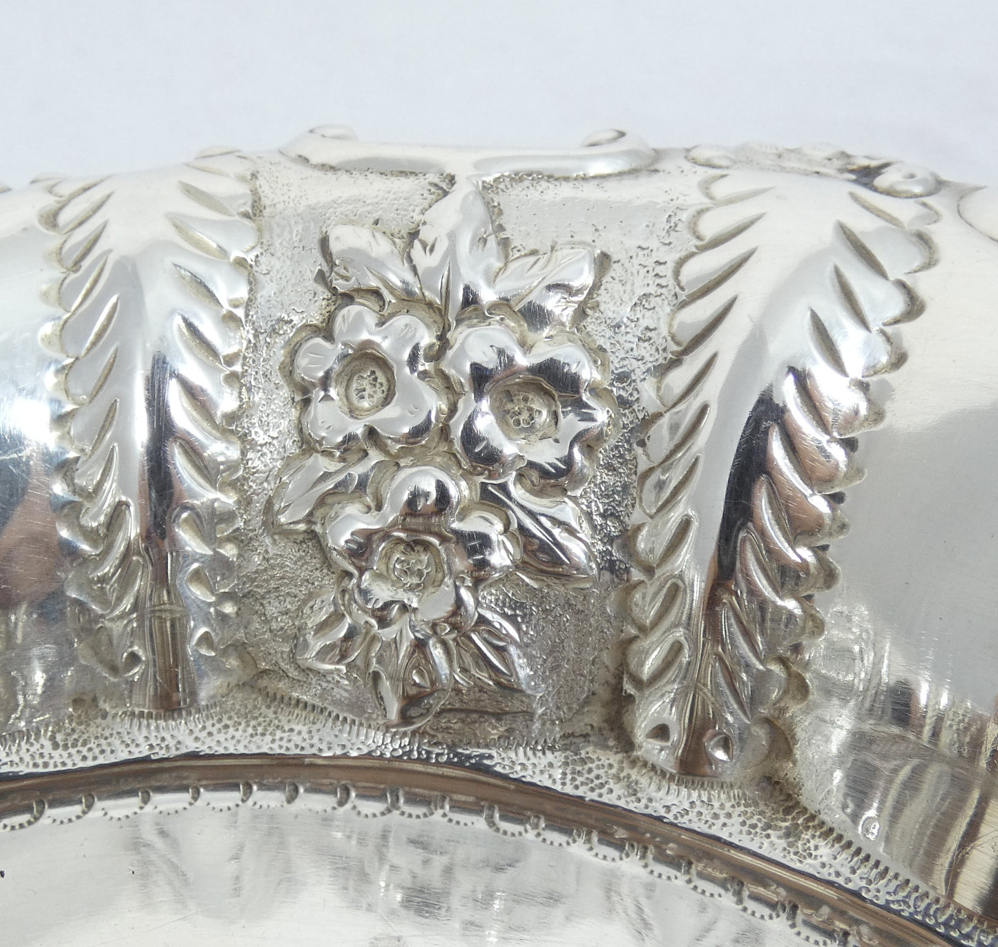 Antique Edwardian 1903 Sterling Silver 20cm Repousse Serving Bowl Dish Plate 925