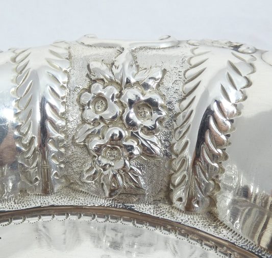 Antique Edwardian 1903 Sterling Silver 20cm Repousse Serving Bowl Dish Plate 925