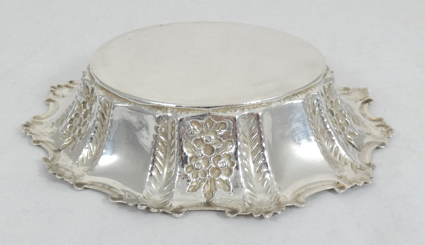 Antique Edwardian 1903 Sterling Silver 20cm Repousse Serving Bowl Dish Plate 925