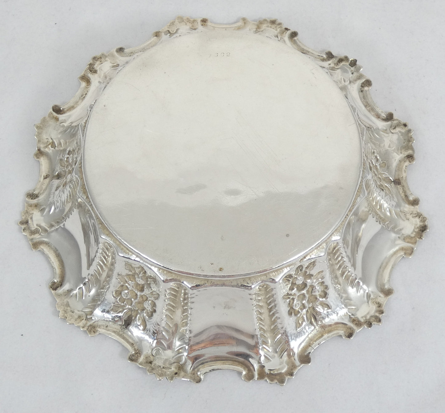 Antique Edwardian 1903 Sterling Silver 20cm Repousse Serving Bowl Dish Plate 925