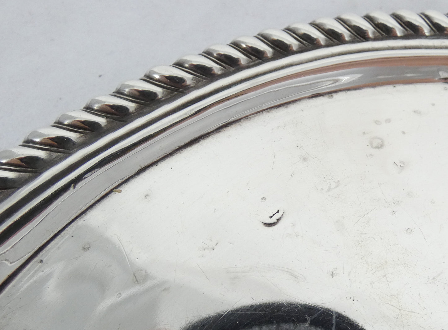 Antique Charles II 1679 Sterling Silver 19cm Salver Footed Tray Plate Rope Edge