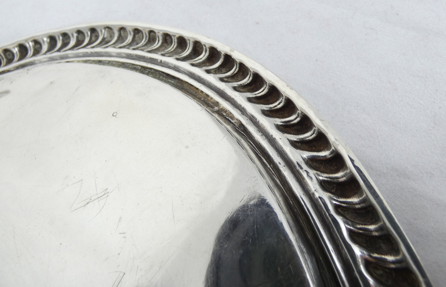 Antique Charles II 1679 Sterling Silver 19cm Salver Footed Tray Plate Rope Edge
