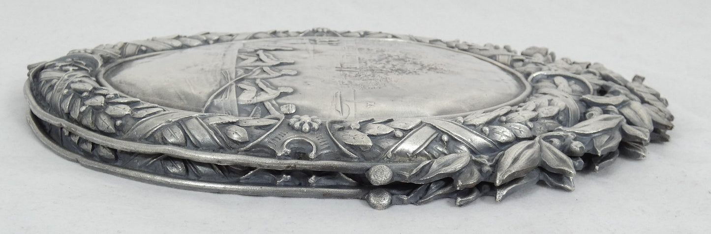Antique Art Deco 1924 Pair Sterling Silver Large Plaques Swimming Rowing Sport
