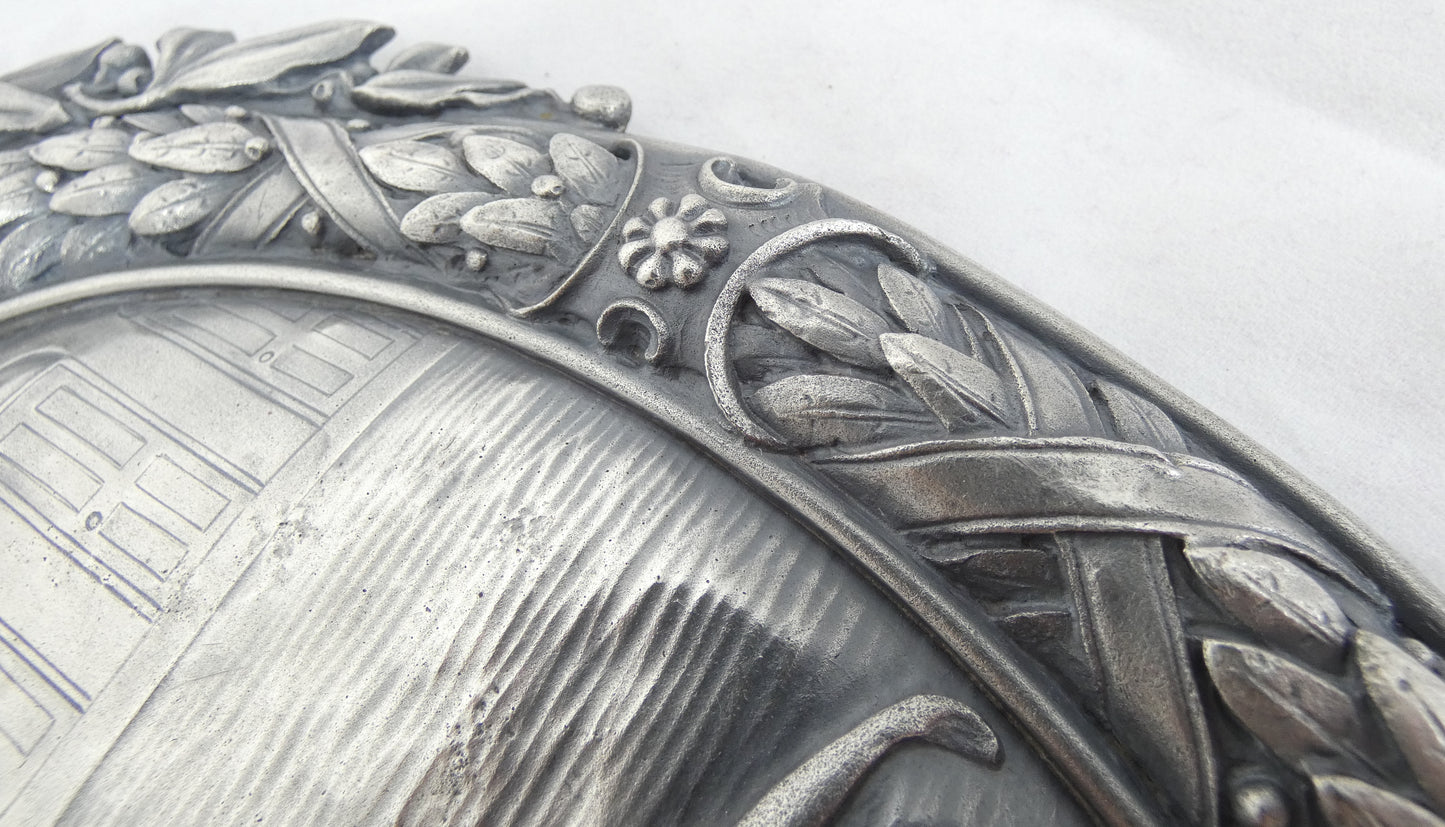 Antique Art Deco 1924 Pair Sterling Silver Large Plaques Swimming Rowing Sport