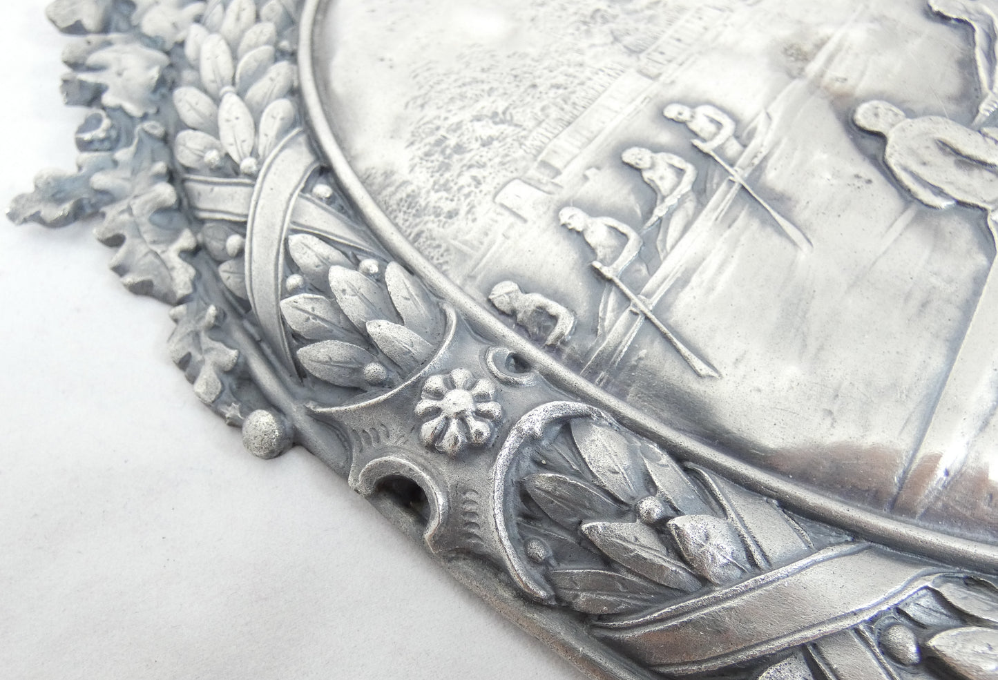 Antique Art Deco 1924 Pair Sterling Silver Large Plaques Swimming Rowing Sport