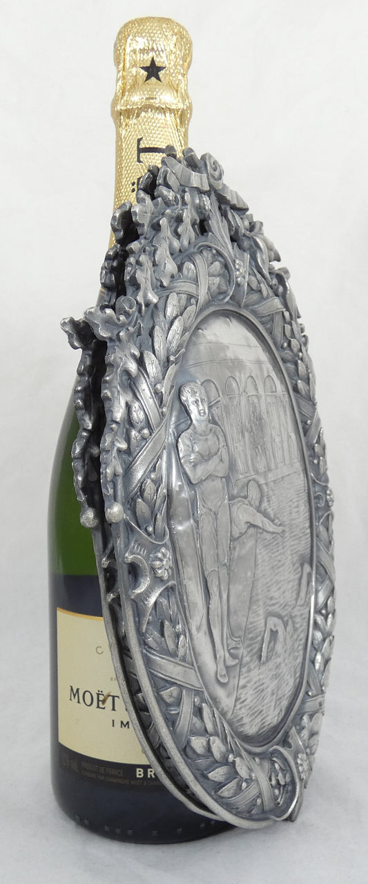 Antique Art Deco 1924 Pair Sterling Silver Large Plaques Swimming Rowing Sport