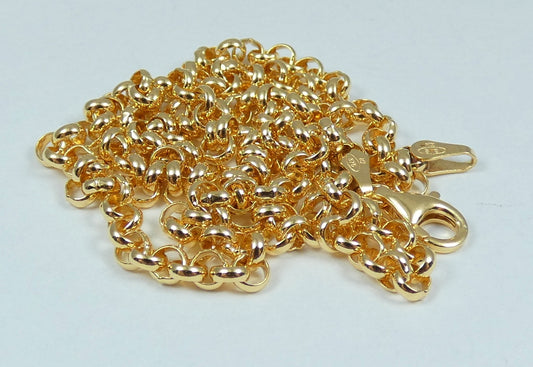 Solid 9ct Yellow Gold 3mm Belcher Link 45cm 17.5" Necklace Chain Loop 9gms 375