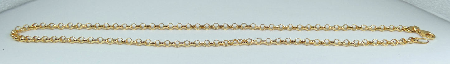 Solid 9ct Yellow Gold 3mm Belcher Link 45cm 17.5" Necklace Chain Loop 9gms 375