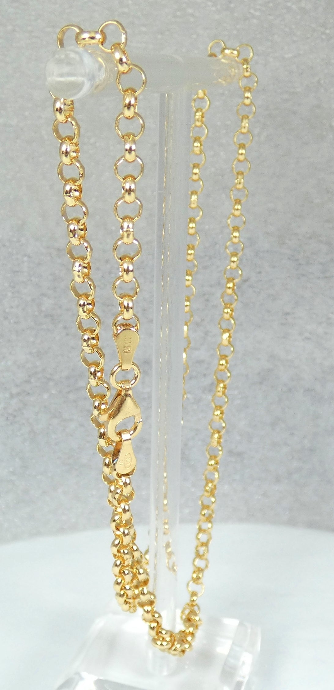 Solid 9ct Yellow Gold 3mm Belcher Link 45cm 17.5" Necklace Chain Loop 9gms 375