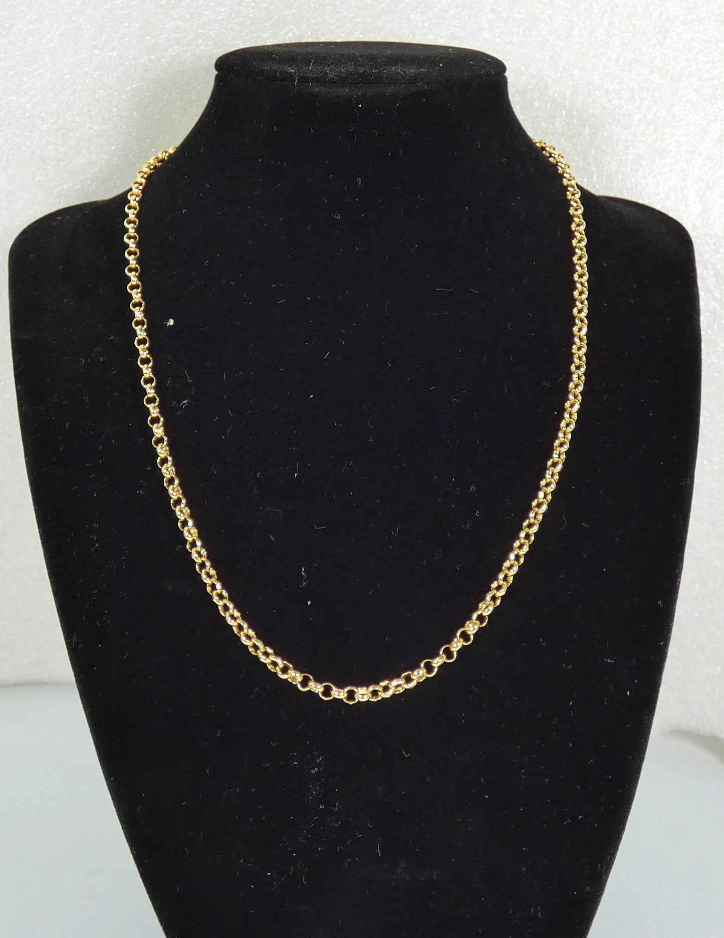 Solid 9ct Yellow Gold 3mm Belcher Link 45cm 17.5" Necklace Chain Loop 9gms 375