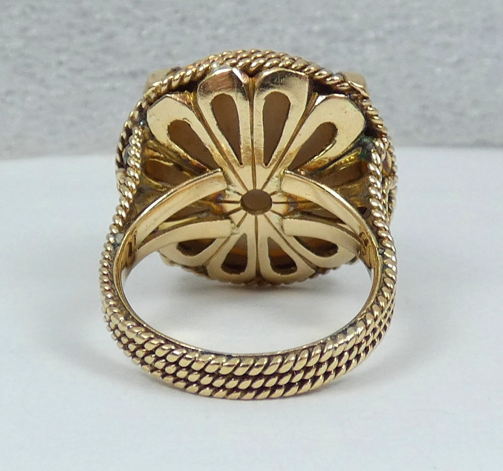 Vintage Solid 14ct Yellow Gold 17mm Mabe Pearl Cocktail Dress Ring Size 7 N 54