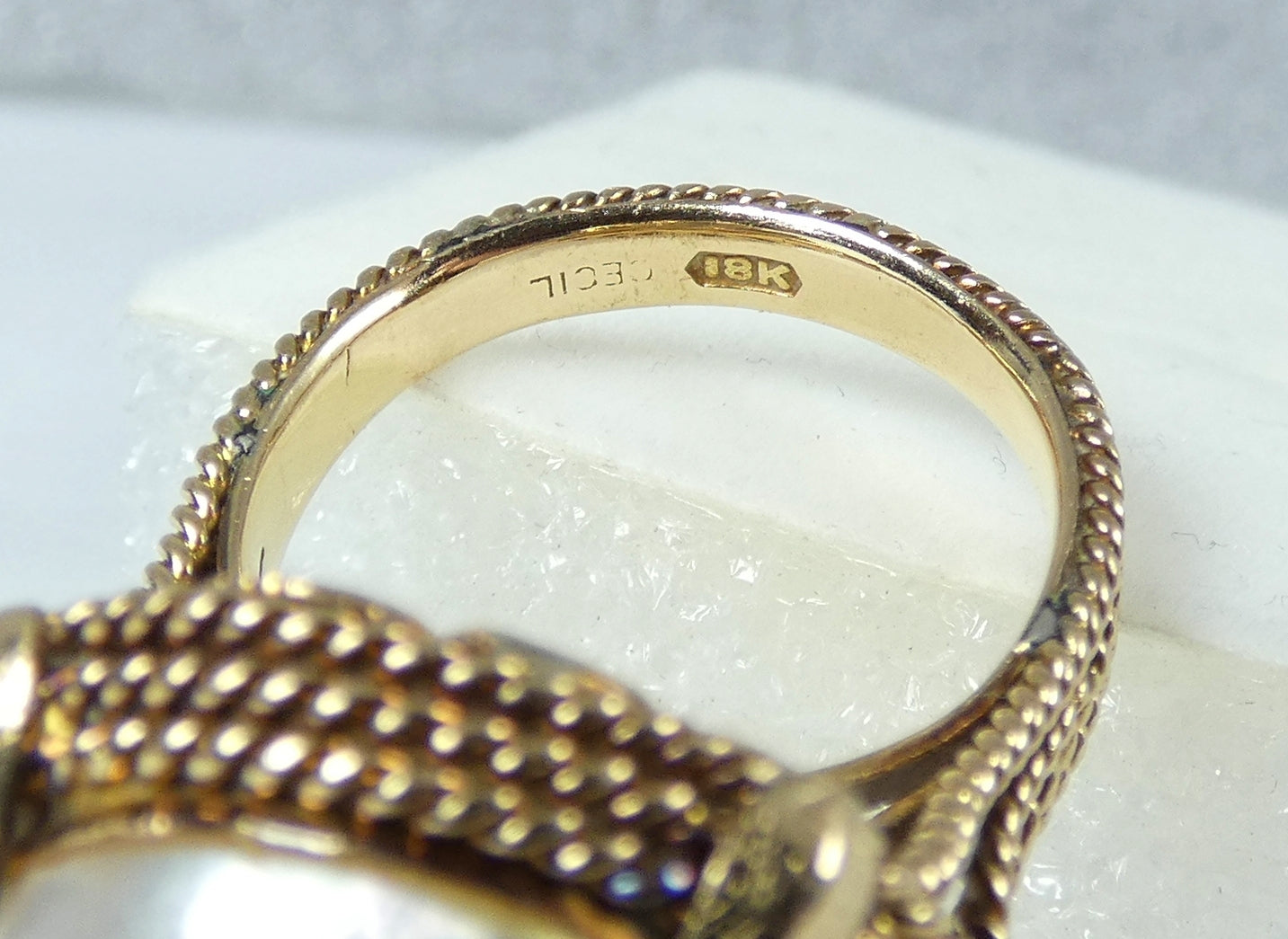 Vintage Solid 14ct Yellow Gold 17mm Mabe Pearl Cocktail Dress Ring Size 7 N 54