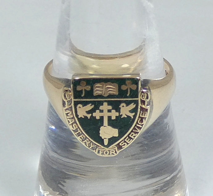 Vintage Solid 10ct Yellow Gold McGill Macdonald Mastery for Service Ring 8 P 56