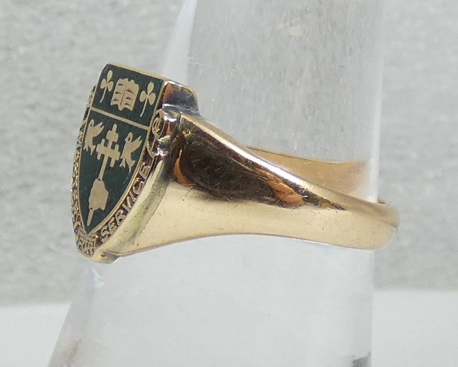 Vintage Solid 10ct Yellow Gold McGill Macdonald Mastery for Service Ring 8 P 56