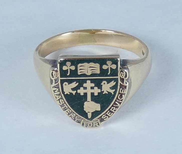 Vintage Solid 10ct Yellow Gold McGill Macdonald Mastery for Service Ring 8 P 56
