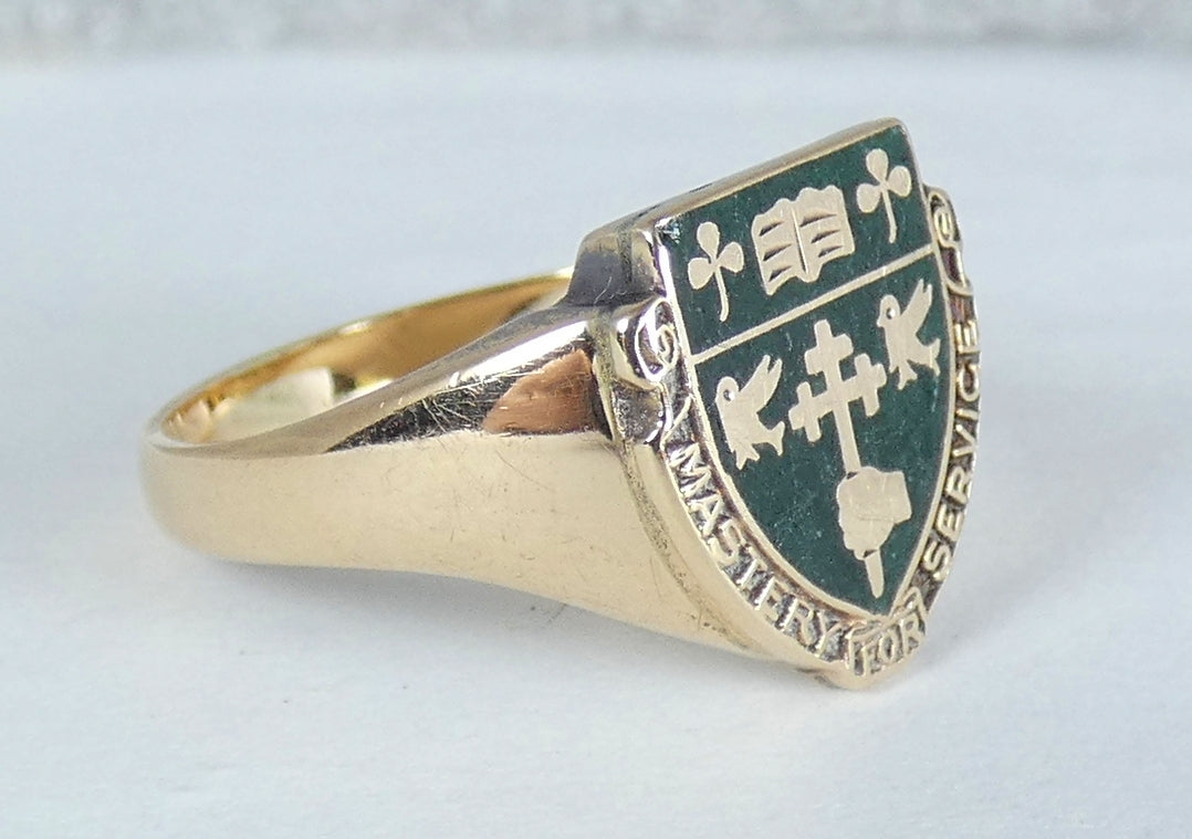Vintage Solid 10ct Yellow Gold McGill Macdonald Mastery for Service Ring 8 P 56