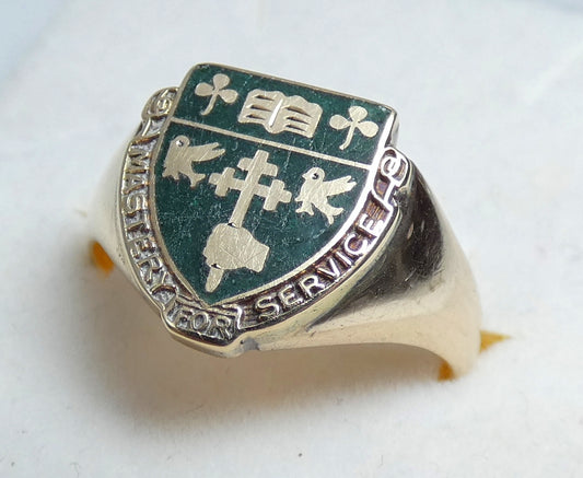 Vintage Solid 10ct Yellow Gold McGill Macdonald Mastery for Service Ring 8 P 56