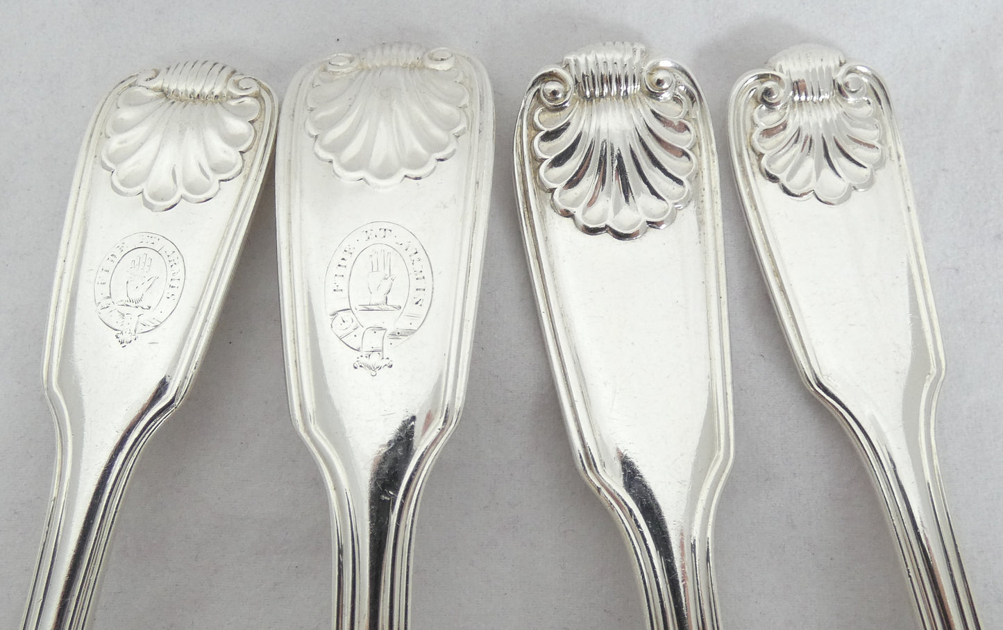 Antique Victorian 48pc Sterling Silver 12pl Cutlery Set Fiddle Thread & Shell