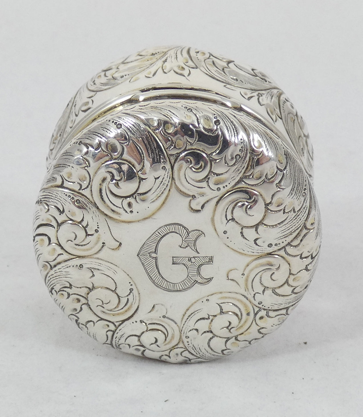 Antique Edwardian 1902 Sterling Silver Travel Inkwell Ink Well Pot Repousse Jar