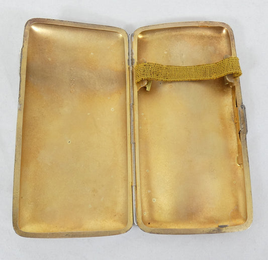 Antique Edwardian 1918 Sterling Silver Cigar Card Cigarette Case Hip Shape JGLtd