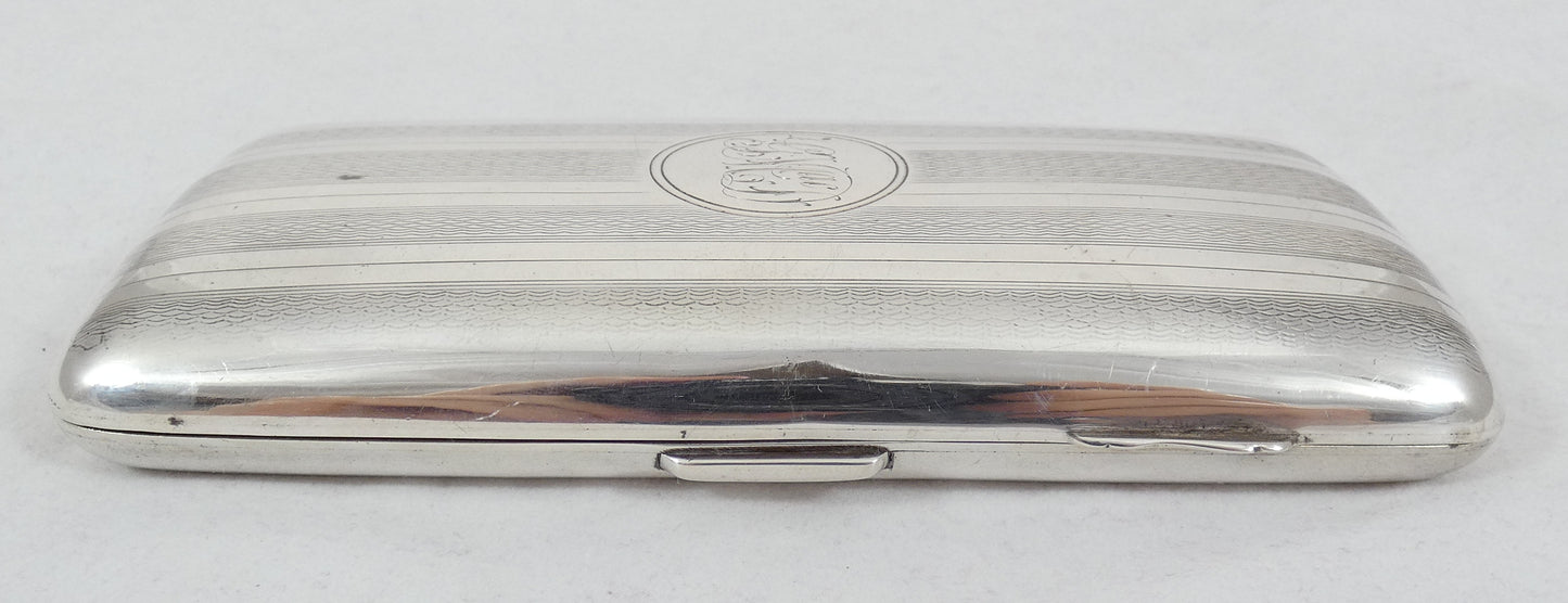 Antique Edwardian 1918 Sterling Silver Cigar Card Cigarette Case Hip Shape JGLtd