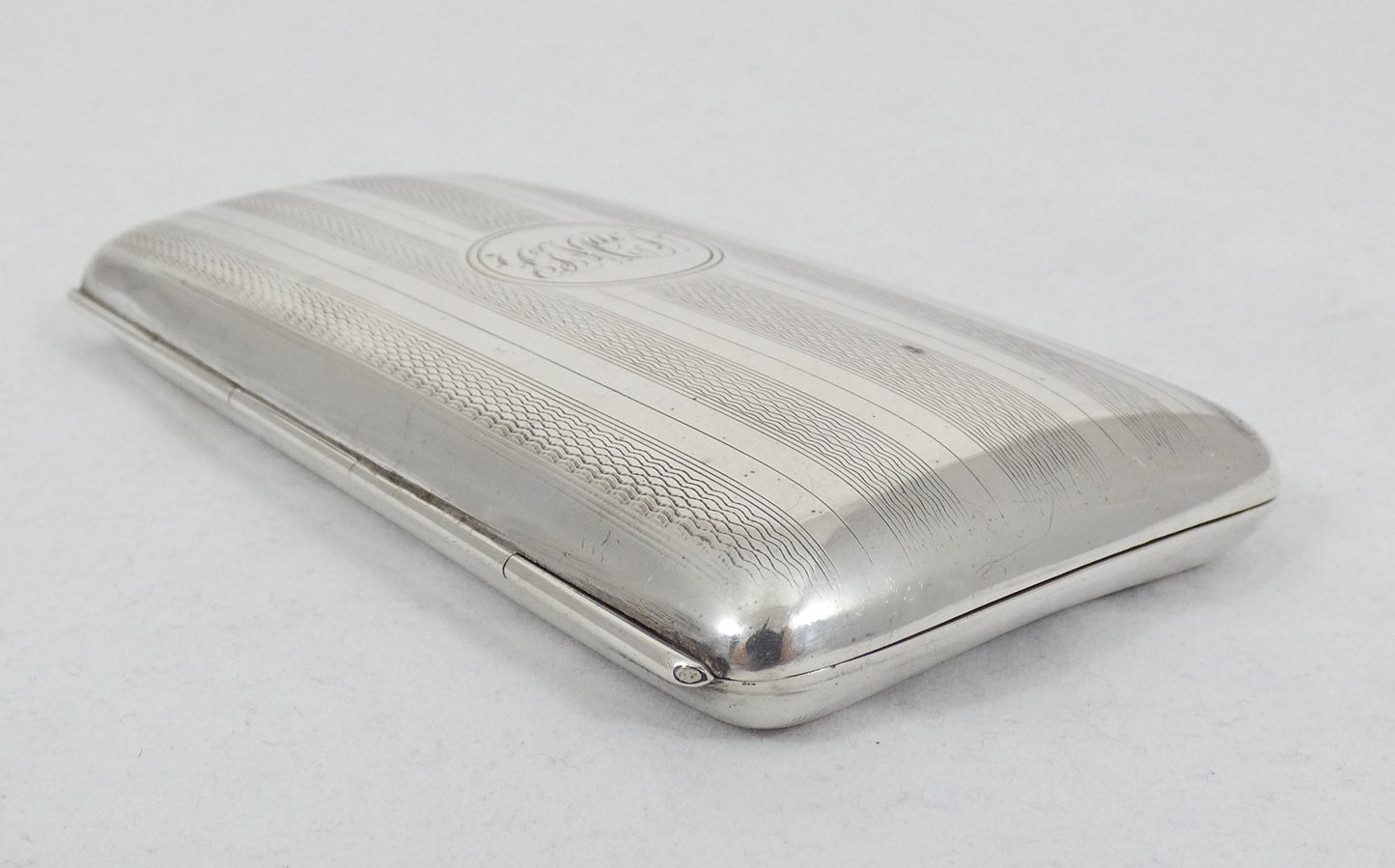 Antique Edwardian 1918 Sterling Silver Cigar Card Cigarette Case Hip Shape JGLtd