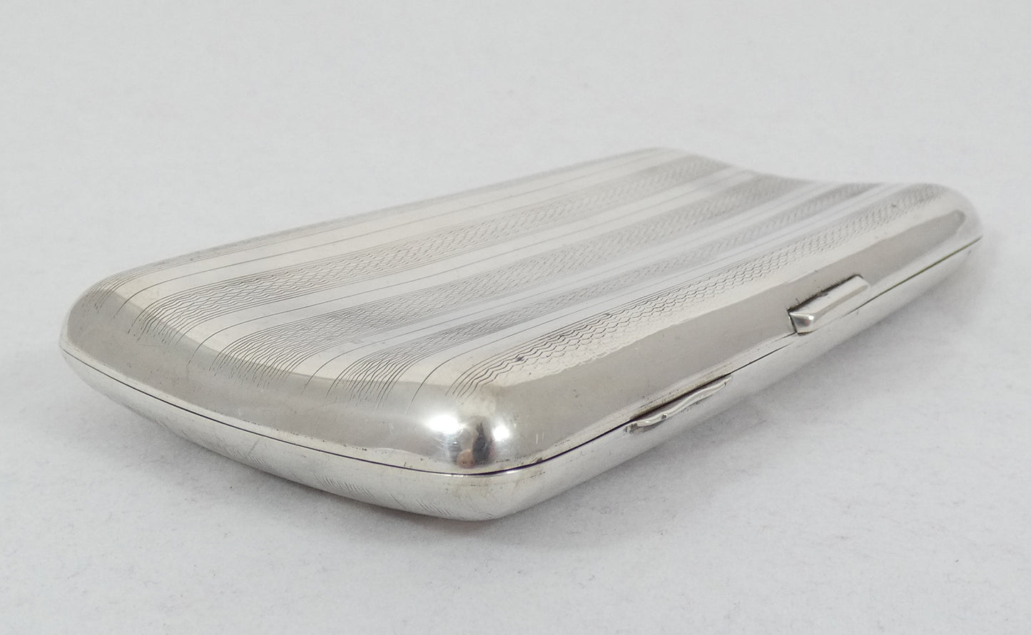 Antique Edwardian 1918 Sterling Silver Cigar Card Cigarette Case Hip Shape JGLtd