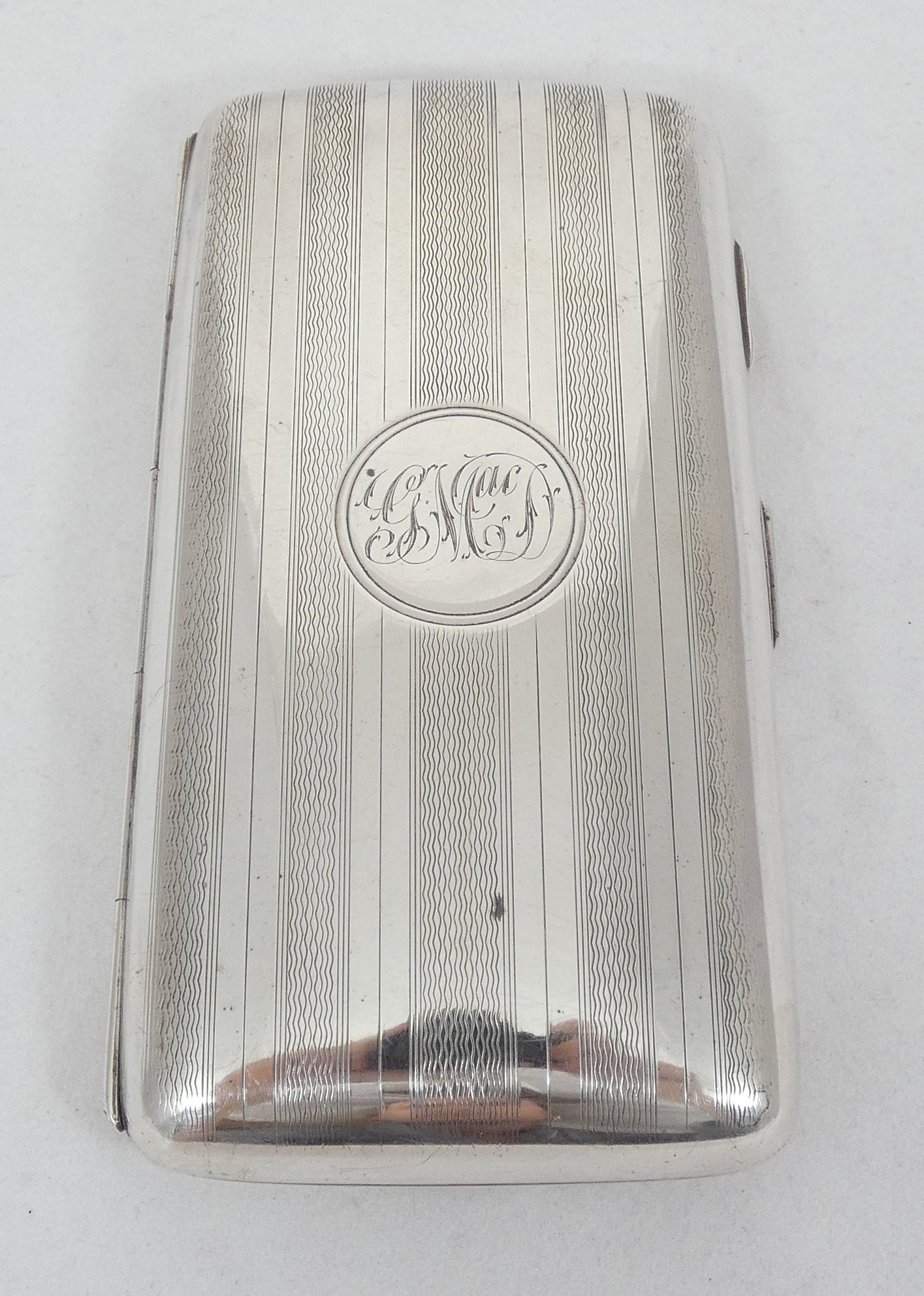 Antique Edwardian 1918 Sterling Silver Cigar Card Cigarette Case Hip Shape JGLtd