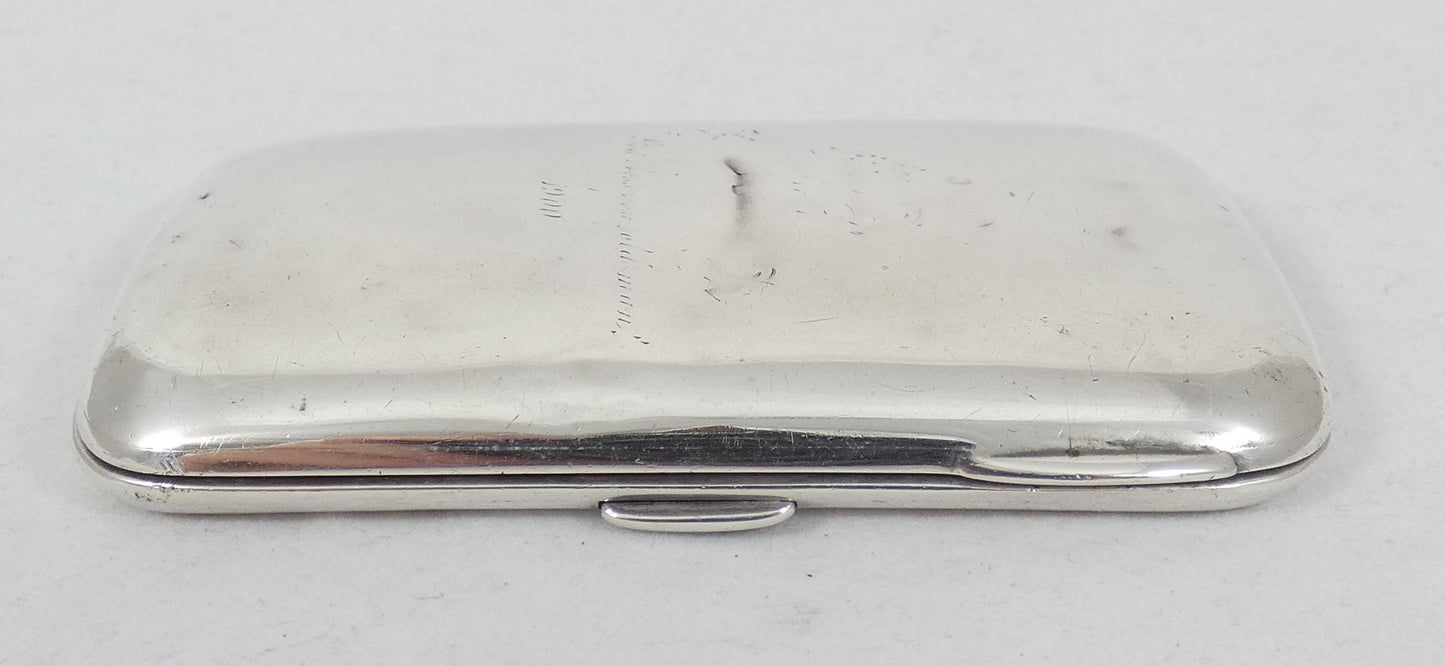 Antique Victorian 1898 Sterling Silver Cigarette or Small Card Case Hip Shape