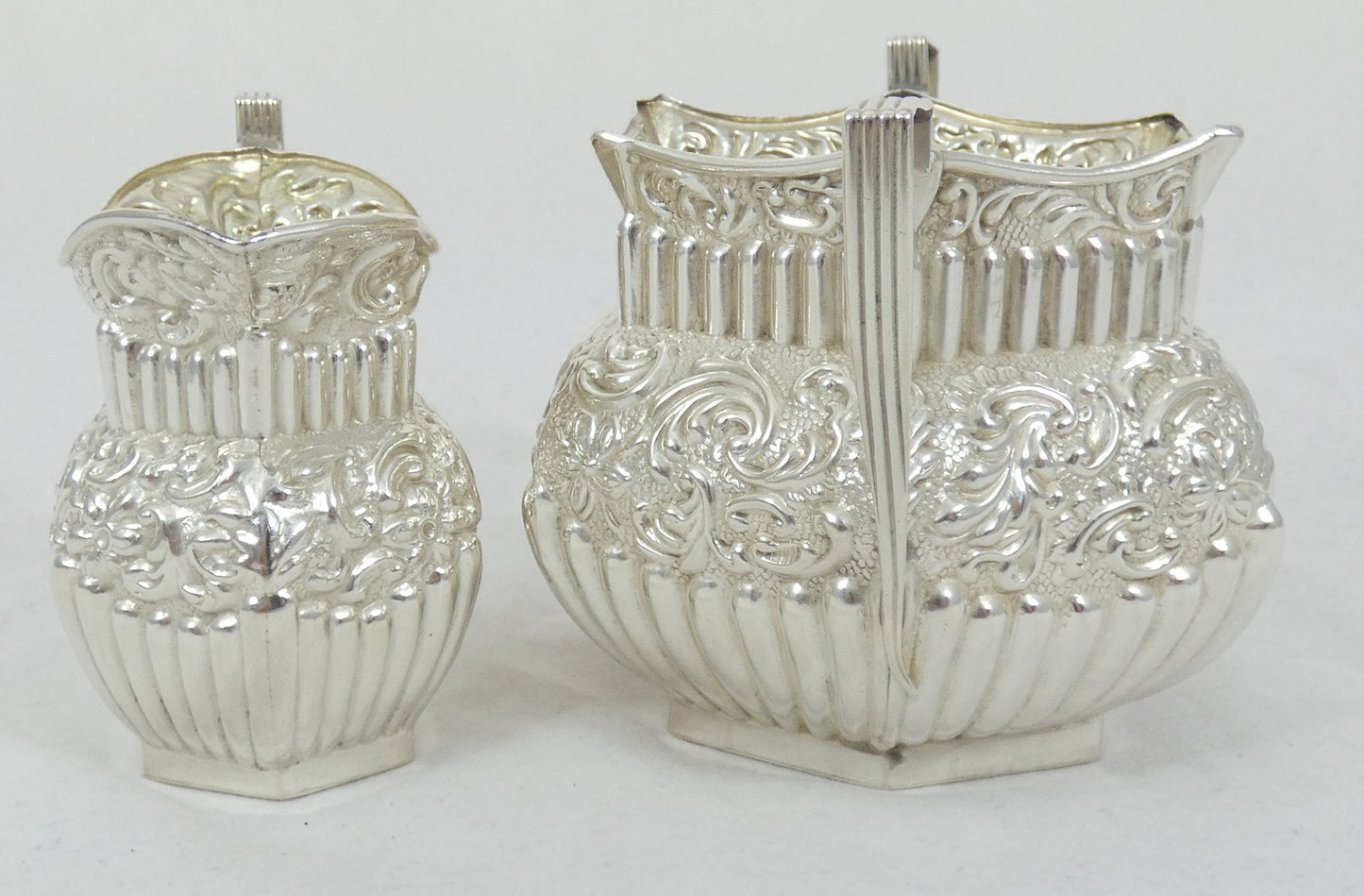 Antique Edwardian 1904 Sterling Silver 2pc Sugar Bowl Milk Jug Creamer Tea Set