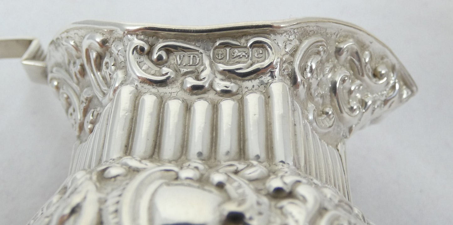 Antique Edwardian 1904 Sterling Silver 2pc Sugar Bowl Milk Jug Creamer Tea Set