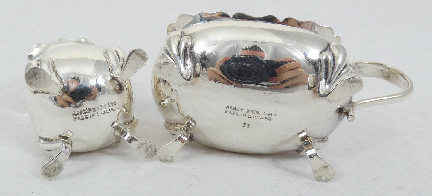 Antique Vintage 1949 Sterling Silver Cruet Set Pepper Pot Mustard Salt Cellar
