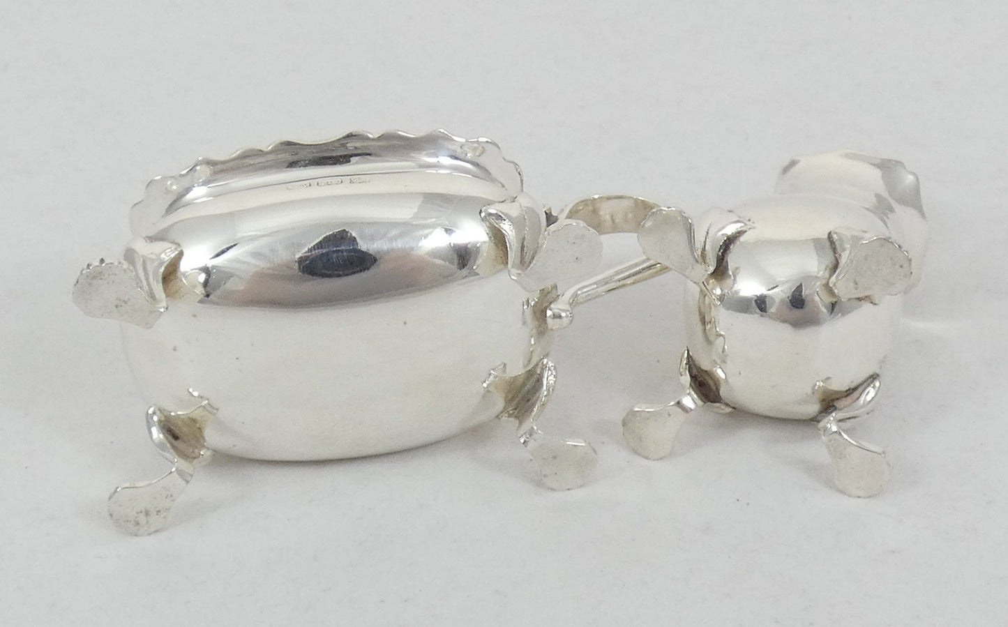 Vintage Australian 2pc Sterling Silver Cruet Set Pepper Pot Mustard Salt Cellar