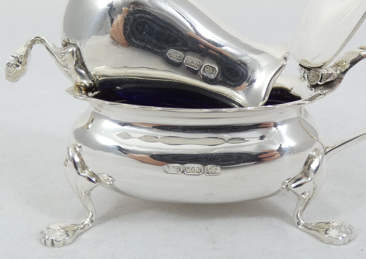 Vintage Australian 2pc Sterling Silver Cruet Set Pepper Pot Mustard Salt Cellar