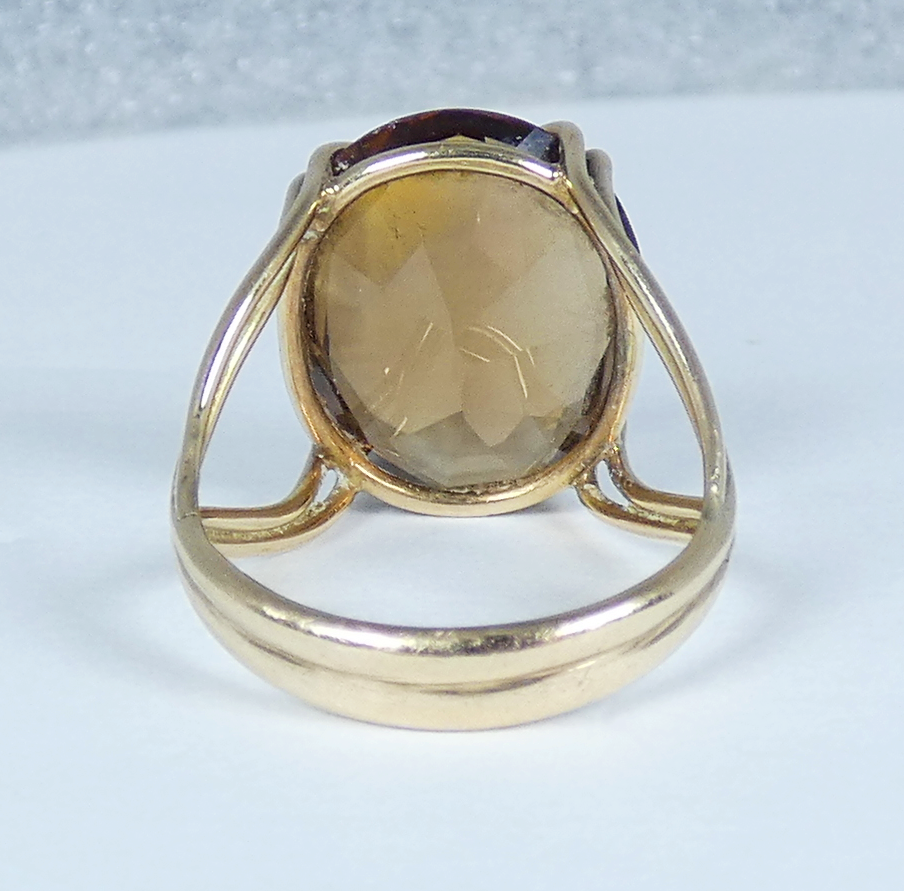 Vintage Solid 9ct Yellow Gold 16mm Smoky Quartz Cocktail Dress Ring Size 6 L 51