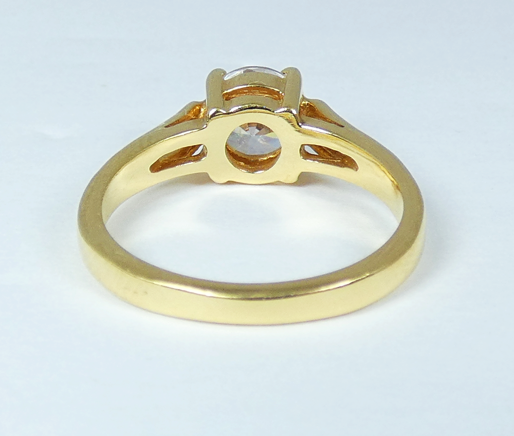 Modern Solid 9ct Yellow Gold 6.5mm CZ Solitaire Engagement Ring Size 6 L 51 375
