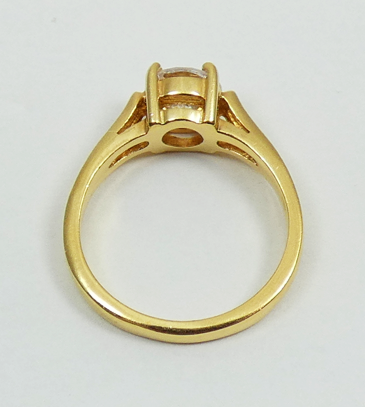 Modern Solid 9ct Yellow Gold 6.5mm CZ Solitaire Engagement Ring Size 6 L 51 375