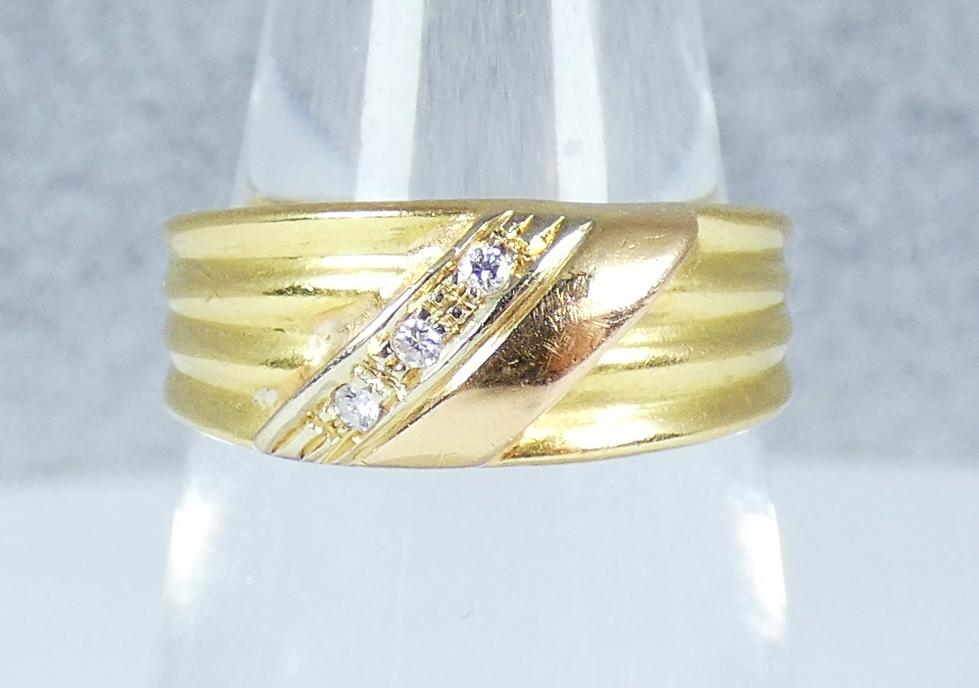 Vintage Italian Solid 18ct Yellow Gold & Diamond Dress Band Ring Size 6 L 51 750